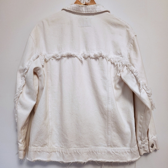 3/50$ ○ ZARA TRAFALUC WHITE DENIM JACKET SIZE M - Picture 3 of 7